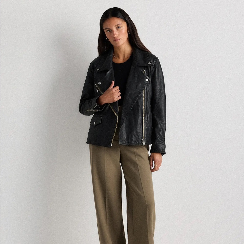 Quince Classic Black Leather Jacket